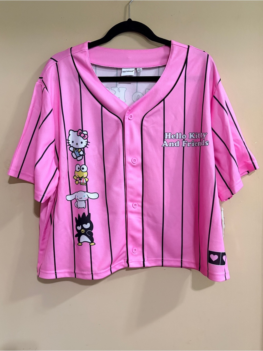 Hello Kitty Pink Pinstripe Baseball Jersey XL